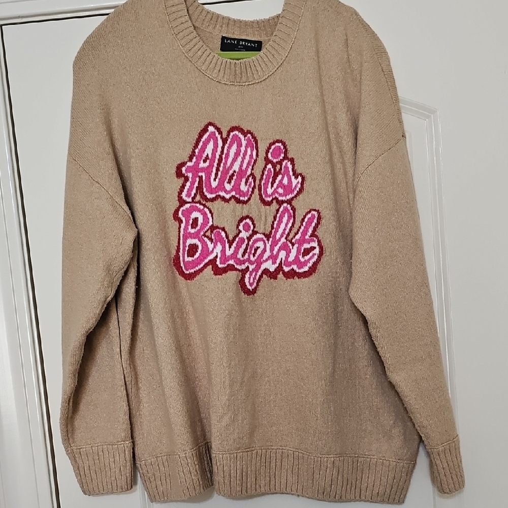 All Is Bright 18/20 Lane Bryant Oatmeal Sweater Nwot